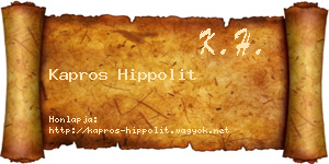 Kapros Hippolit névjegykártya